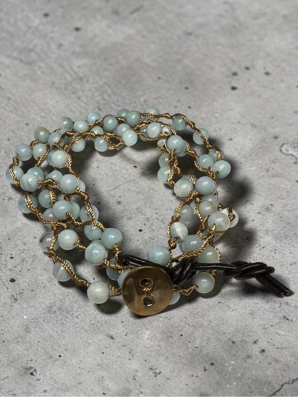 Beaded Wrap Bracelet in Light Aqua Stones